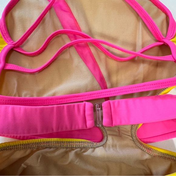 LA Dance Designs Neon Yellow and Pink Leotard Child Large - Picture 5 of 9